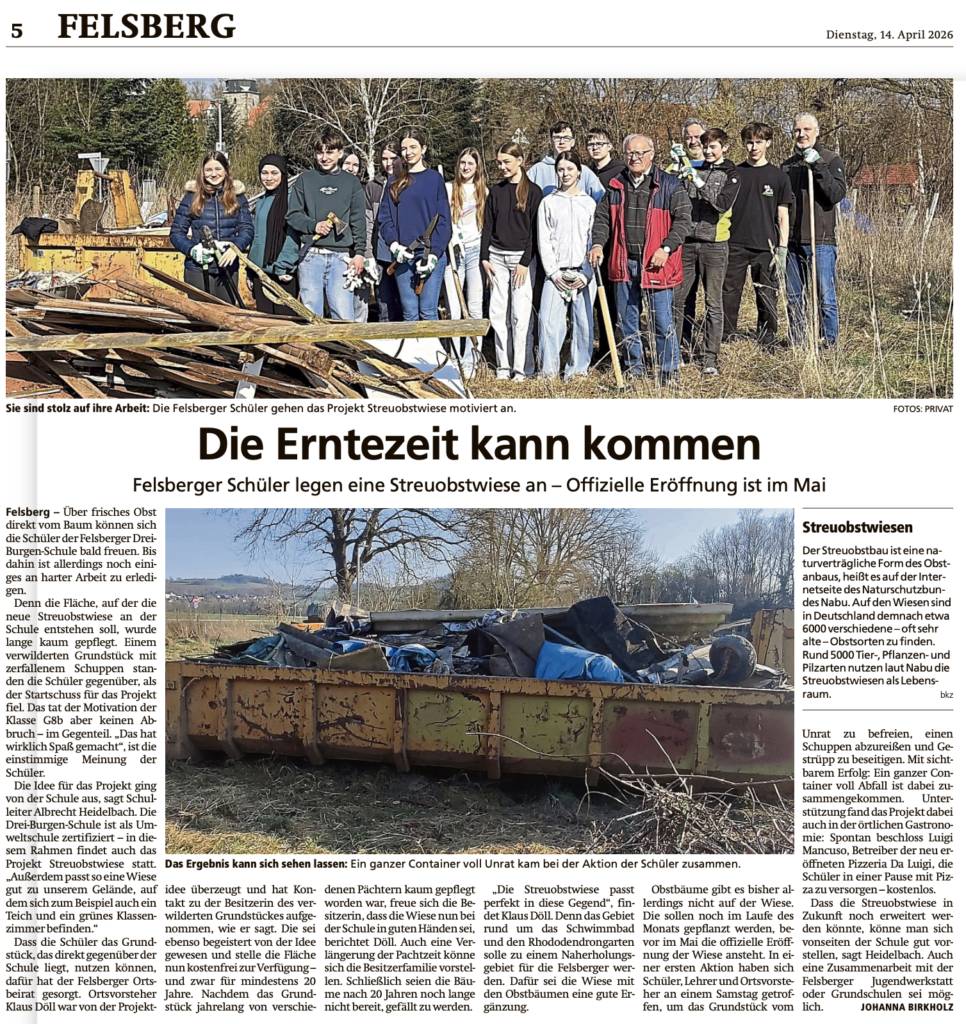 Streuobstwiese an der Drei-Burgen-Schule: Engagement für Natur und Gemeinschaft